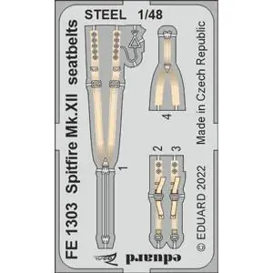 Spitfire Mk.XII seatbelts STEEL for AIRFIX in 1:48