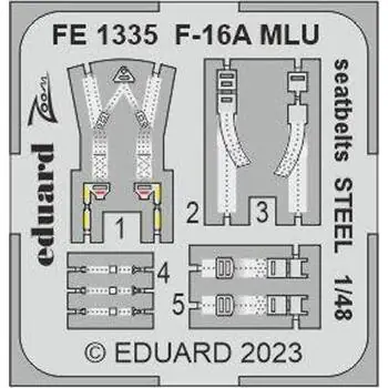 F-16A MLU seatbelts STEEL 1/48 KINETIC in 1:48