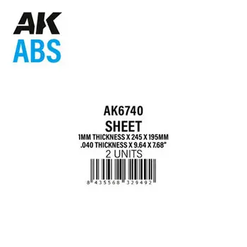 1 mm Dicke x 245 x 195 mm - ABS-PLATTE