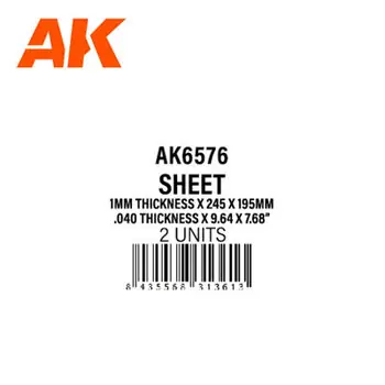 1mm Dicke x 245 x 195mm - STYROLPLATTE