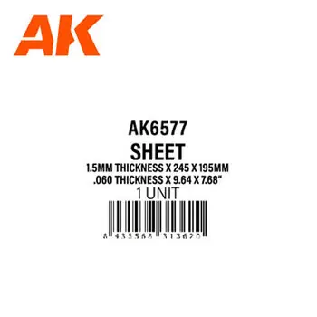 1,5 mm Dicke x 245 x 195 mm - STYROLPLATTE