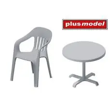 Plastic chairs and table in 1:35