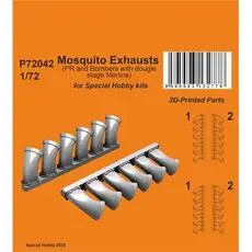 Mosquito Exhausts (PR and Bombers with two stage Merlins) in 1:72